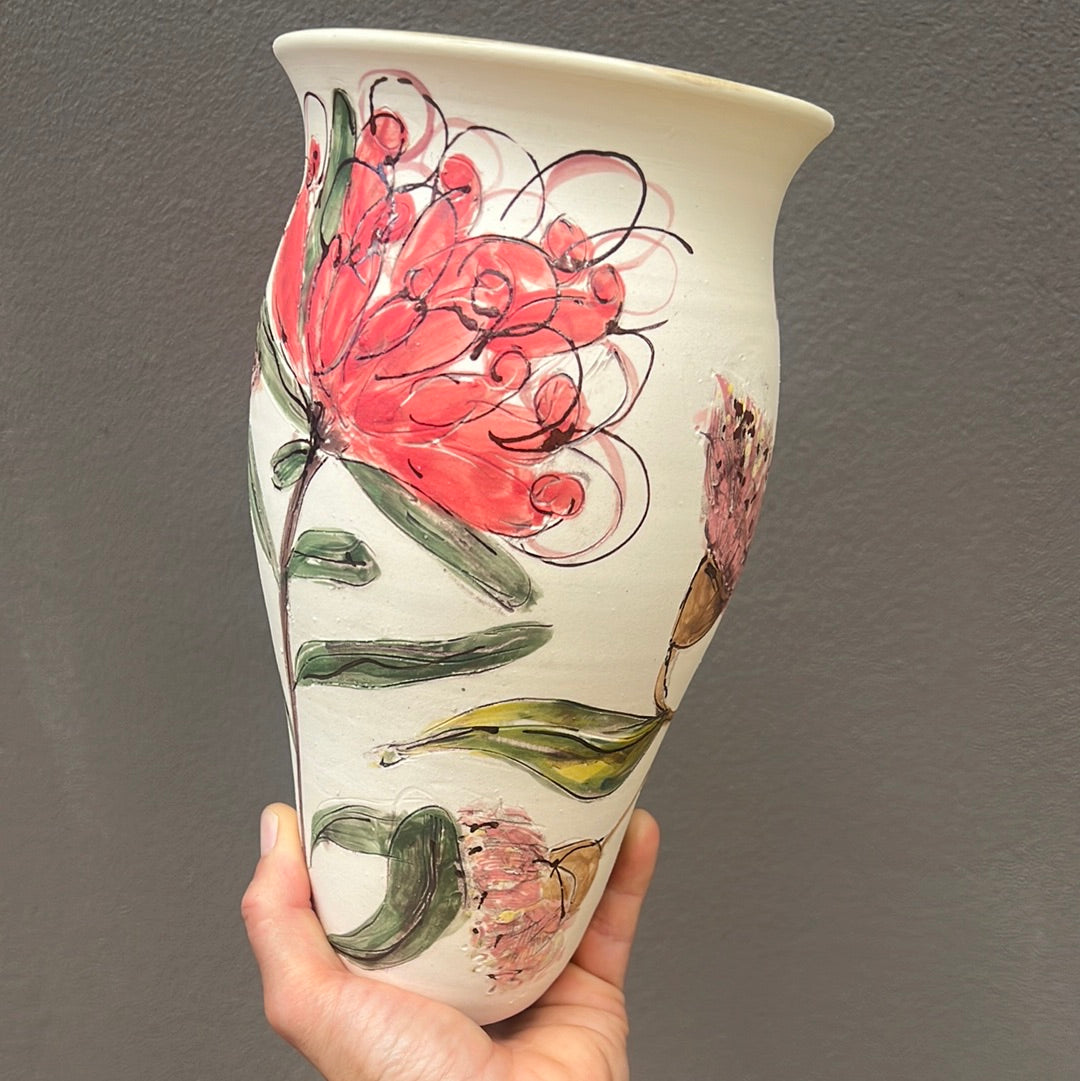 Eucalyptus & Waratah vase
